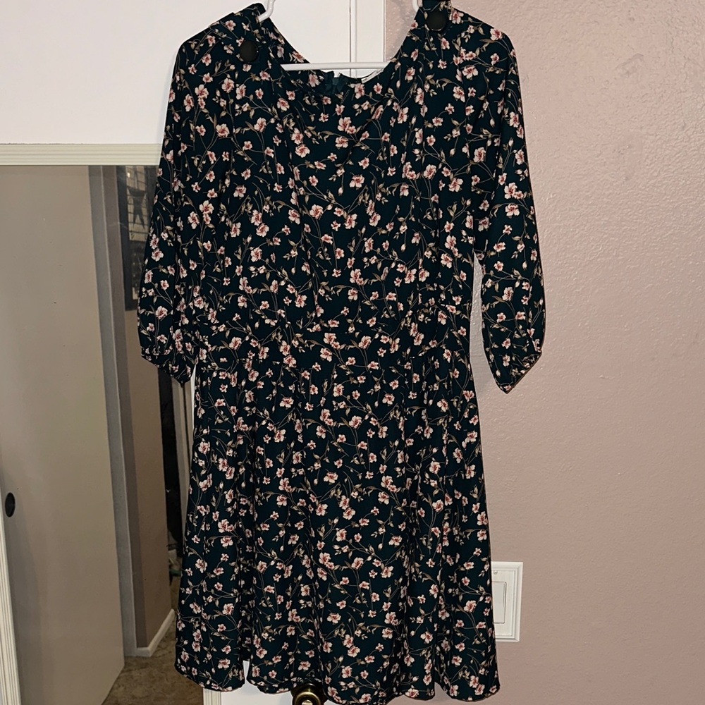 Floral Emerald Green and Pink Dress